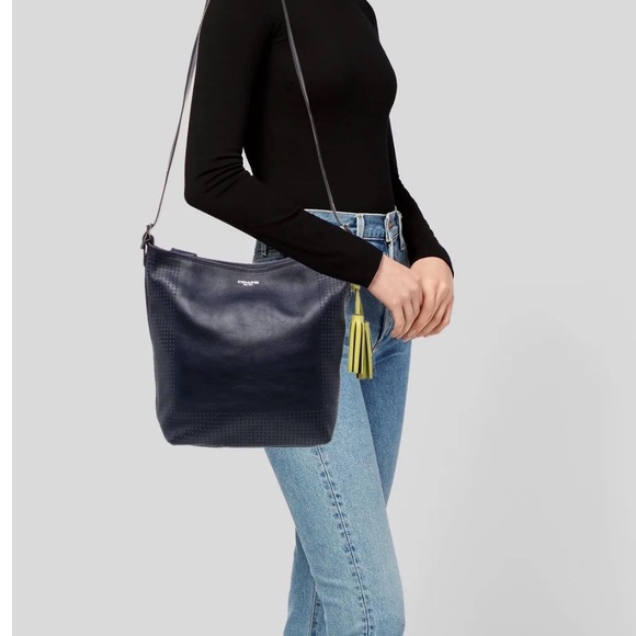 Coach Legacy Perforated 2 way Navy Blue Bag with Citrine Tassle Tag - Picture 15 of 15